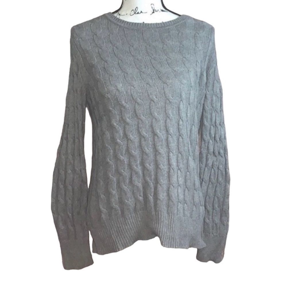 Gap Ribbed Thick Cable Knit Grey Sweater Size Large